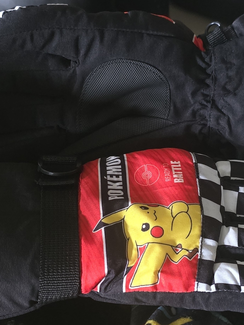 Pokemon Kids Mittens Red Black Yellow Pikachu